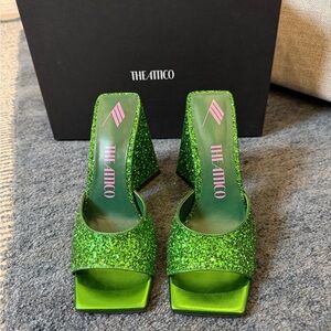 The Attico Emerald Glitter Heels
